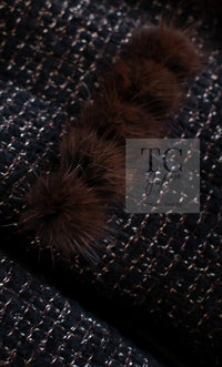 CHANEL 03A Brown Metallic Mink Fur Trim Tweed Jacket 38 シャネル ブラウン メタリック ミンクファー トリム ツイード ジャケット 即発