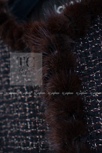 CHANEL 03A Brown Metallic Mink Fur Trim Tweed Jacket 38 シャネル ブラウン メタリック ミンクファー トリム ツイード ジャケット 即発