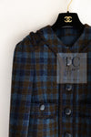 CHANEL 15A Blue Khaki Check Pattern Wool Tweed Jacket 38 シャネル  ブルー カーキ チェック柄 ウール ツイード ジャケット 即発