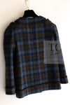 CHANEL 15A Blue Khaki Check Pattern Wool Tweed Jacket 38 シャネル  ブルー カーキ チェック柄 ウール ツイード ジャケット 即発