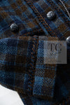 CHANEL 15A Blue Khaki Check Pattern Wool Tweed Jacket 38 シャネル  ブルー カーキ チェック柄 ウール ツイード ジャケット 即発