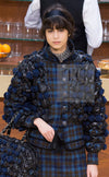 CHANEL 15A Blue Khaki Check Pattern Wool Tweed Jacket 38 シャネル  ブルー カーキ チェック柄 ウール ツイード ジャケット 即発