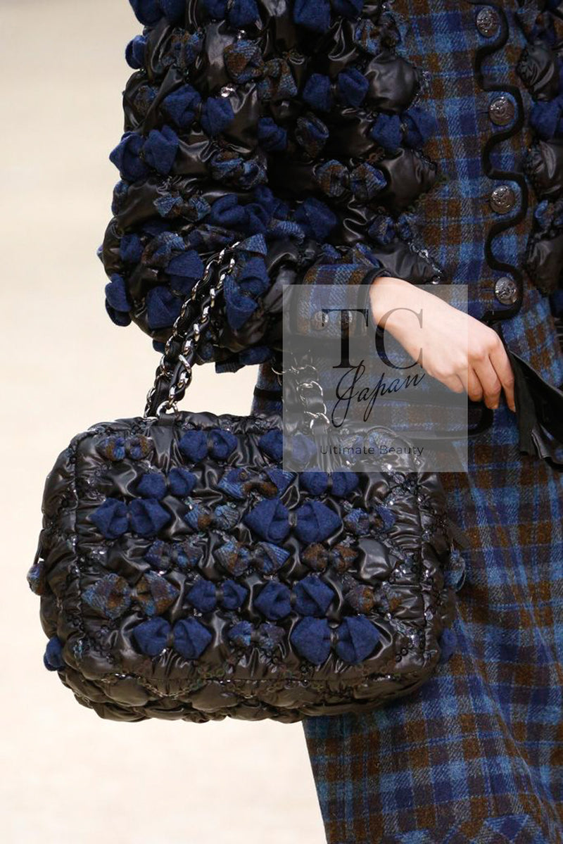 CHANEL 15A Blue Khaki Check Pattern Wool Tweed Jacket 38 シャネル  ブルー カーキ チェック柄 ウール ツイード ジャケット 即発