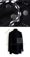 CHANEL 10A Black White Trim Wool Knit Jacket Coat 38 シャネル ブラック ホワイト トリム ウール ニット ジャケット コート 即発