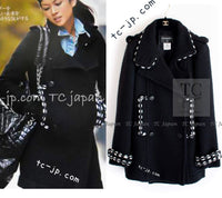 CHANEL 10A Black White Trim Wool Knit Jacket Coat 38 シャネル ブラック ホワイト トリム ウール ニット ジャケット コート 即発