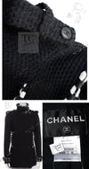 CHANEL 10A Black White Trim Wool Knit Jacket Coat 38 シャネル ブラック ホワイト トリム ウール ニット ジャケット コート 即発