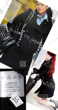 CHANEL 10A Black White Trim Wool Knit Jacket Coat 38 シャネル ブラック ホワイト トリム ウール ニット ジャケット コート 即発