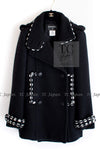 CHANEL 10A Black White Trim Wool Knit Jacket Coat 38 シャネル ブラック ホワイト トリム ウール ニット ジャケット コート 即発