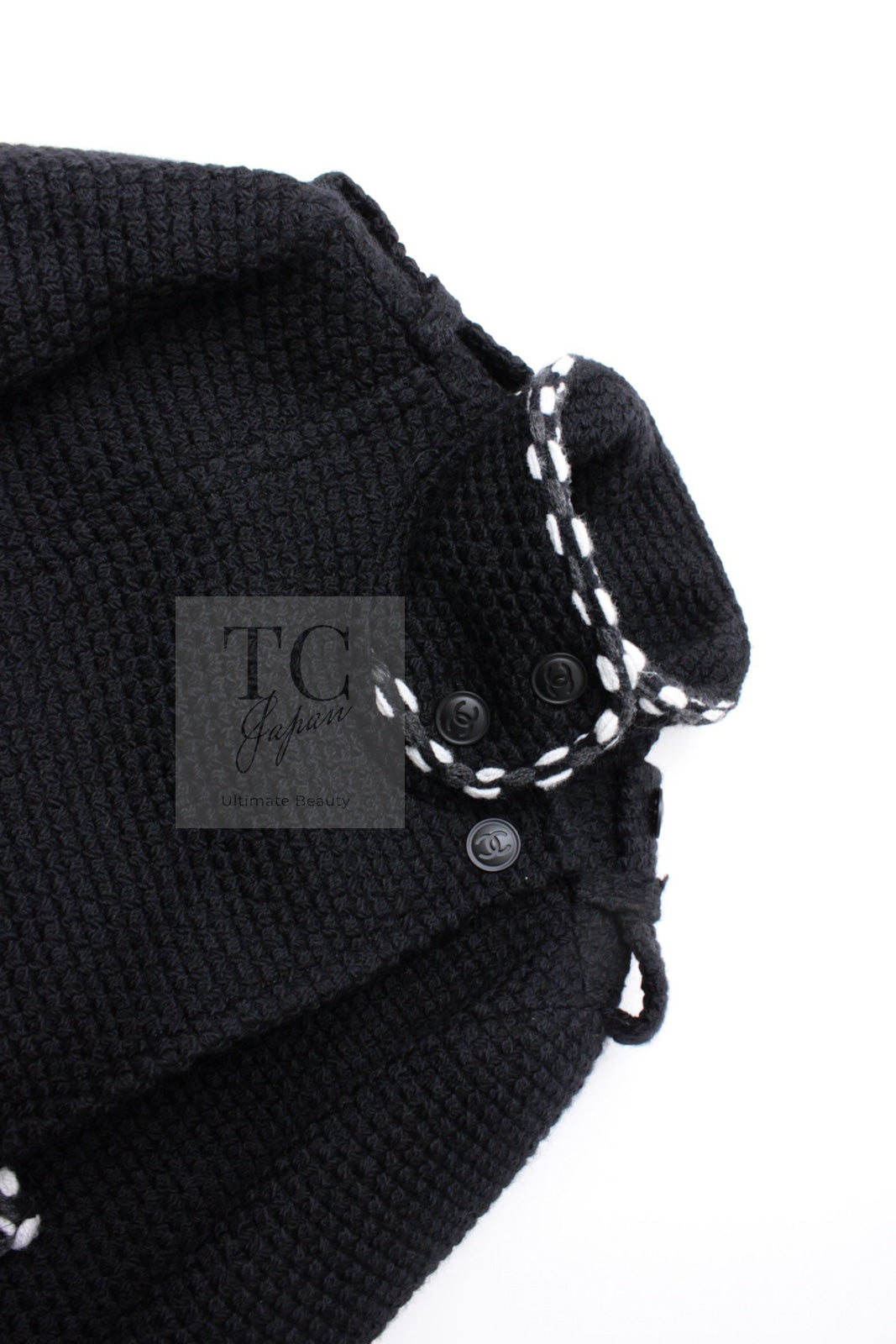 シャネル ジャケット コート CHANEL 10A ブラック ホワイト トリム