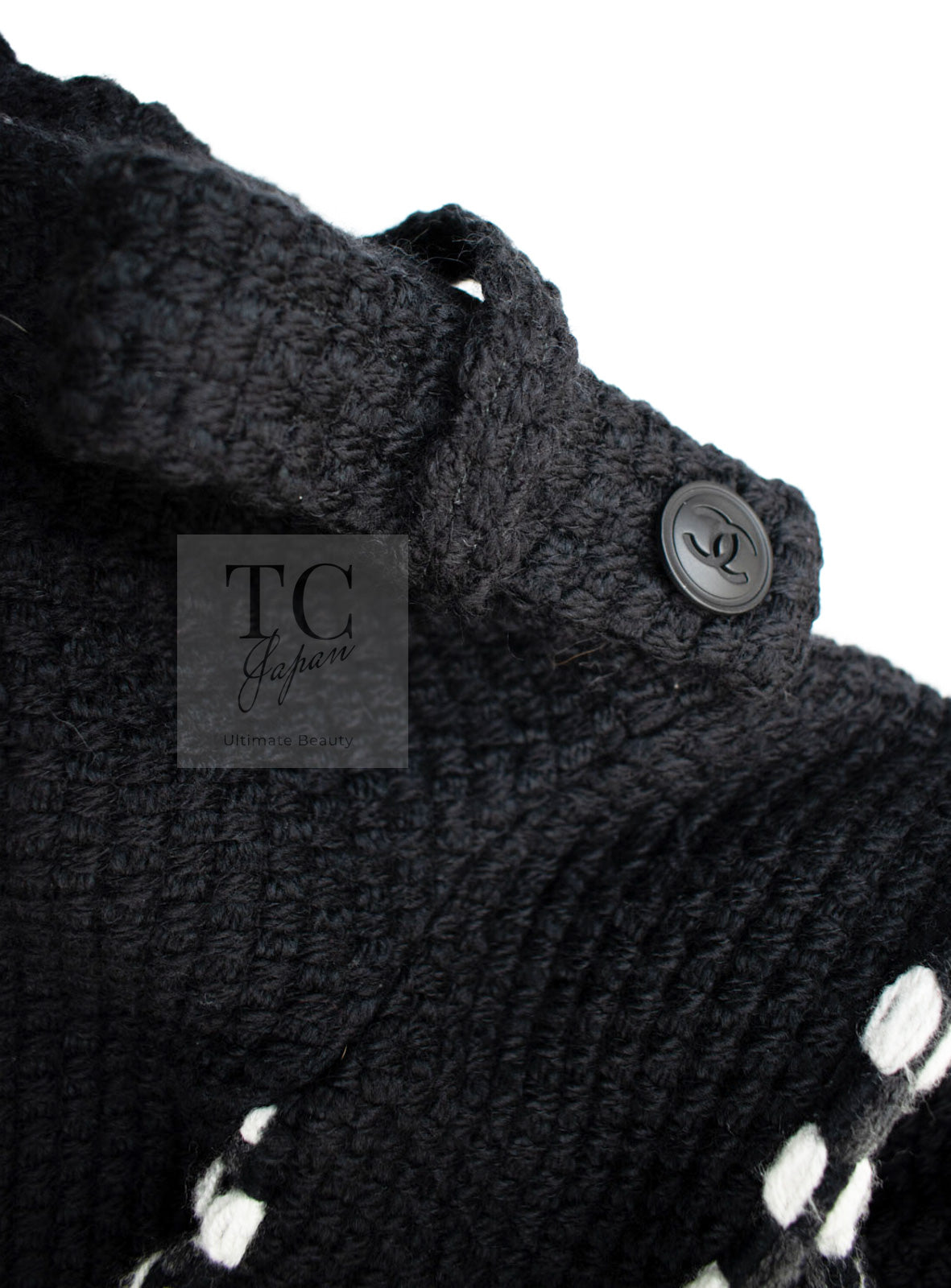 シャネル ジャケット コート CHANEL ブラック ホワイト トリム