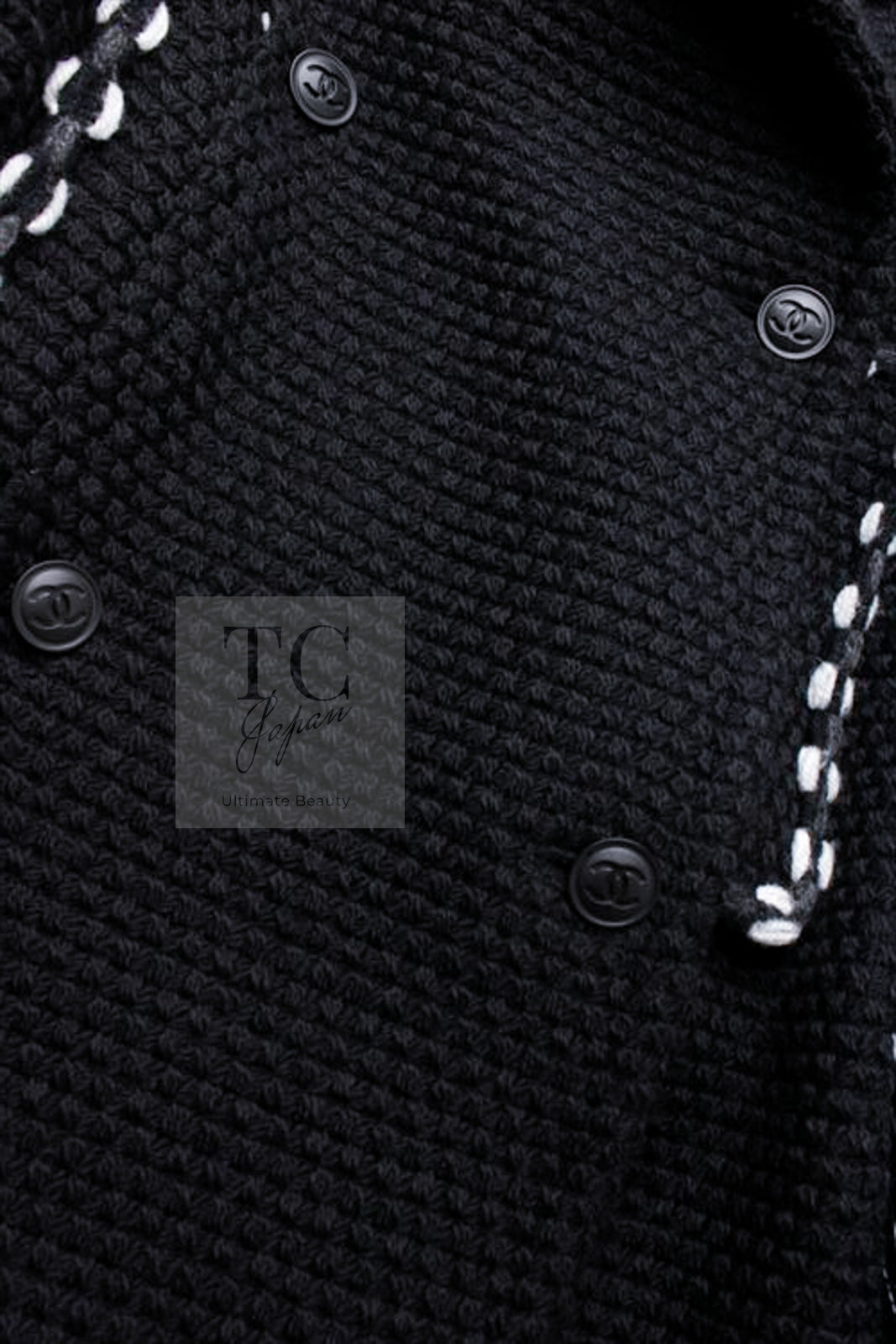 シャネル ジャケット コート CHANEL 10A ブラック ホワイト トリム
