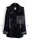 CHANEL 10A Black White Trim Wool Knit Jacket Coat 38 シャネル ブラック ホワイト トリム ウール ニット ジャケット コート 即発