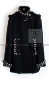 CHANEL 10A Black White Trim Wool Knit Jacket Coat 38 シャネル ブラック ホワイト トリム ウール ニット ジャケット コート 即発