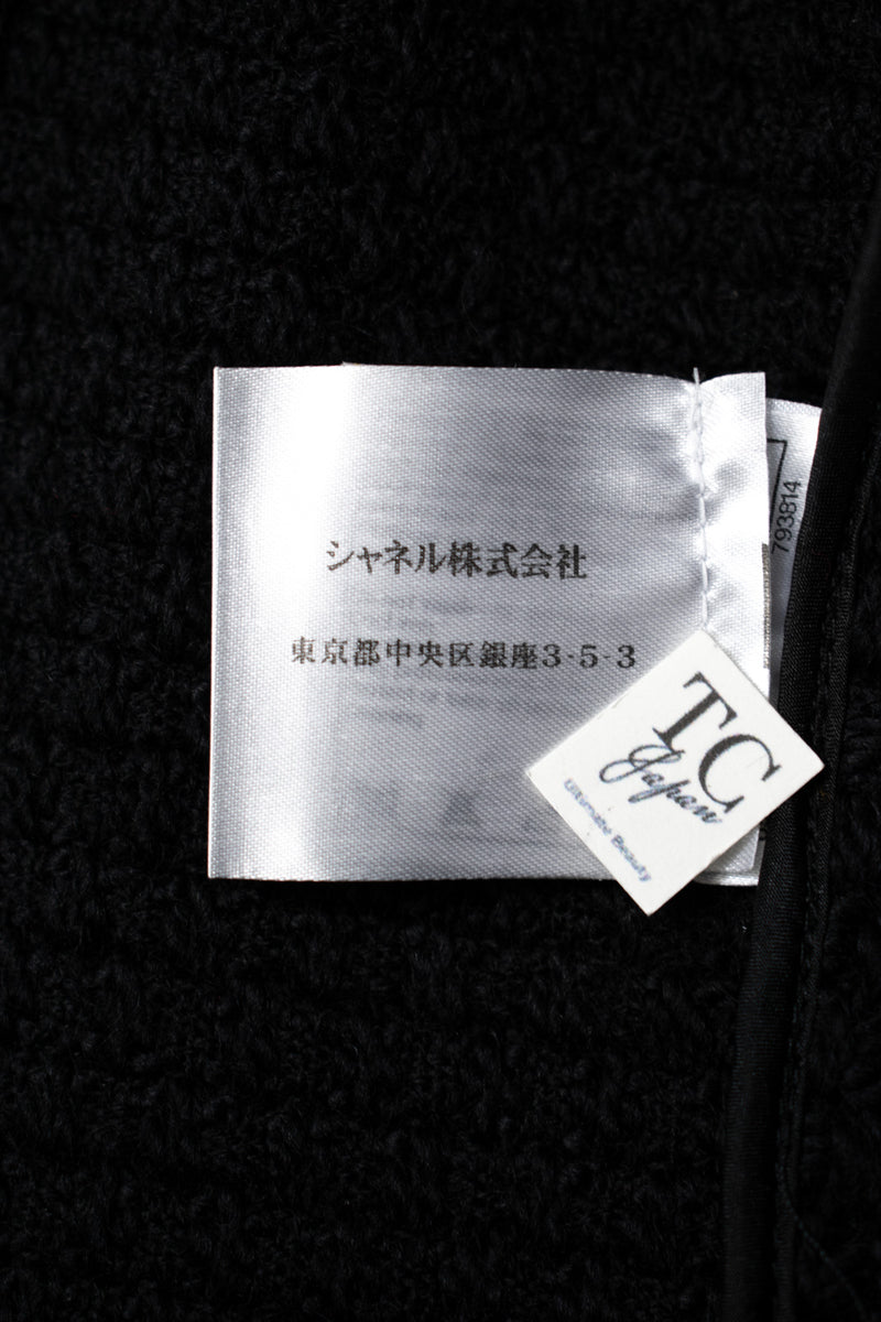 CHANEL 10A Black White Trim Wool Knit Jacket Coat 38 シャネル ブラック ホワイト トリム ウール ニット ジャケット コート 即発