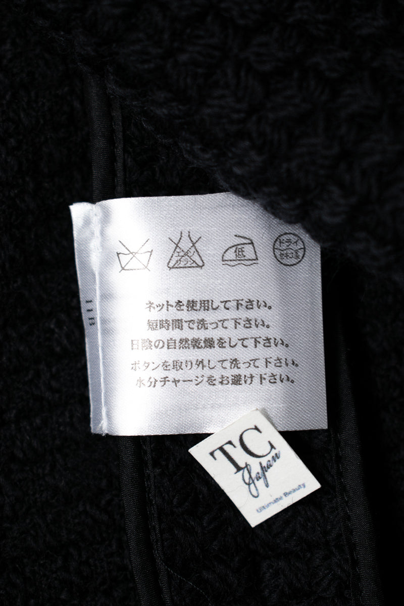 CHANEL 10A Black White Trim Wool Knit Jacket Coat 38 シャネル ブラック ホワイト トリム ウール ニット ジャケット コート 即発