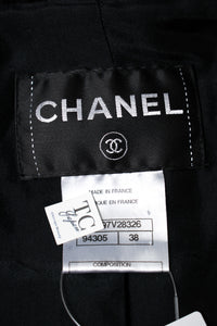 CHANEL 10A Black White Trim Wool Knit Jacket Coat 38 シャネル ブラック ホワイト トリム ウール ニット ジャケット コート 即発