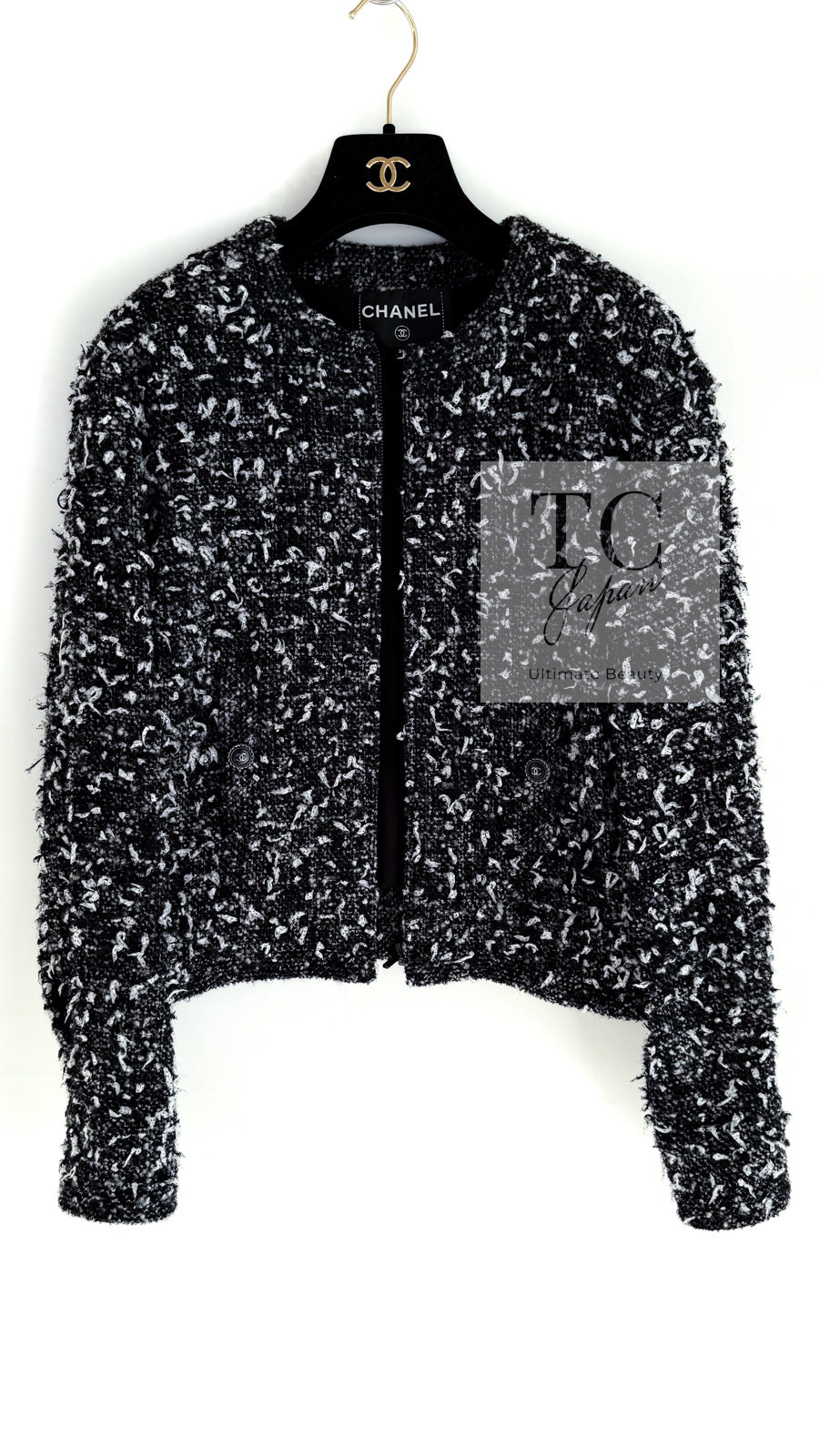 シャネル ジャンパー ブルゾン CHANEL ブラック ホワイト ウール シャネル ジャンパー ブルゾン CHANEL ブラック ホワイト ウール
