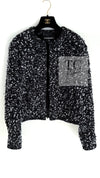 CHANEL 19B Black White Wool Alpaca CC Zipper Jacket Blouson 36 38 シャネル ブラック ホワイト ウール アルパカ ジッパー ジップアップ ジャケット ジャンパー ブルゾン 即発