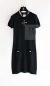 CHANEL 09A Black Cashmere Deer Decoration Knit Dress 34 シャネル ブラック カシミヤ 100% ココボタン 鹿 装飾 ニット ワンピース 即発