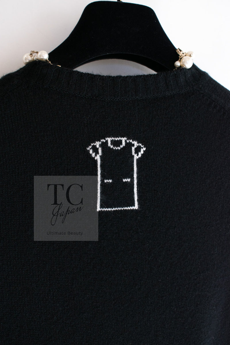 CHANEL 09A Black Cashmere Deer Decoration Knit Dress 34 シャネル ブラック カシミヤ 100% ココボタン 鹿 装飾 ニット ワンピース 即発