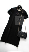 CHANEL 09A Black Cashmere Deer Decoration Knit Dress 34 シャネル ブラック カシミヤ 100% ココボタン 鹿 装飾 ニット ワンピース 即発