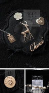 CHANEL 09A Black Cashmere Deer Decoration Knit Dress 34 シャネル ブラック カシミヤ 100% ココボタン 鹿 装飾 ニット ワンピース 即発