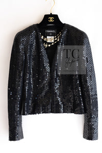 CHANEL 03C Black Sequin Glitter Jacket 36 38 シャネル ブラック スパンコール グリッター ジャケット 即発