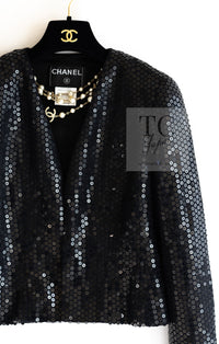 CHANEL 03C Black Sequin Glitter Jacket 36 38 シャネル ブラック スパンコール グリッター ジャケット 即発