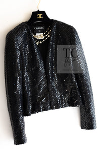 CHANEL 03C Black Sequin Glitter Jacket 36 38 シャネル ブラック スパンコール グリッター ジャケット 即発