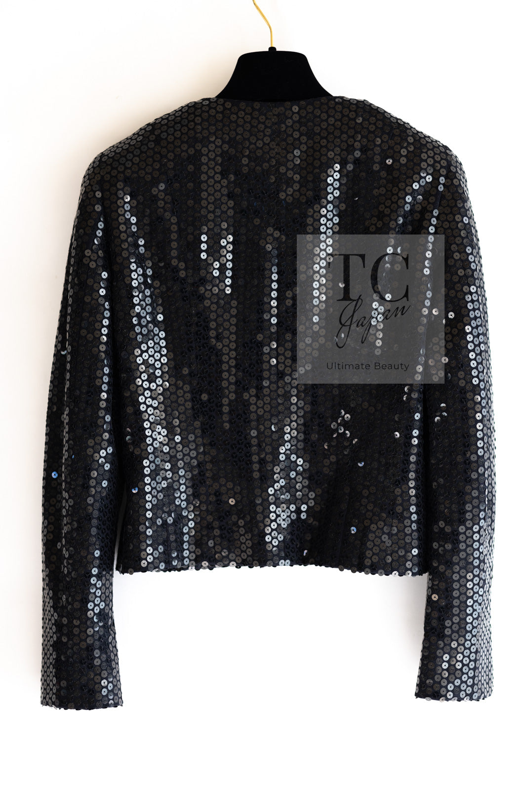 シャネル ジャケット CHANEL ブラック スパンコール グリッター 03C