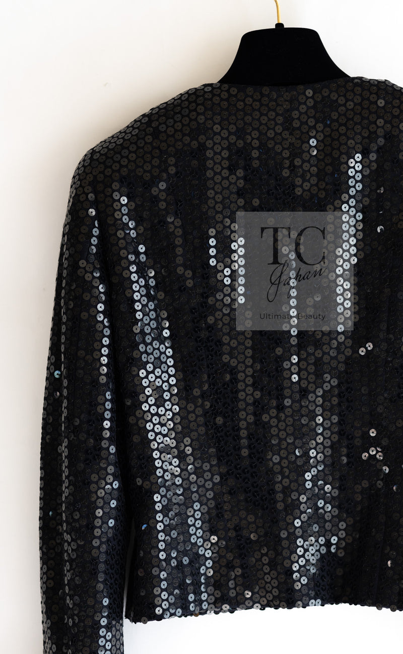 CHANEL 03C Black Sequin Glitter Jacket 36 38 シャネル ブラック スパンコール グリッター ジャケット 即発