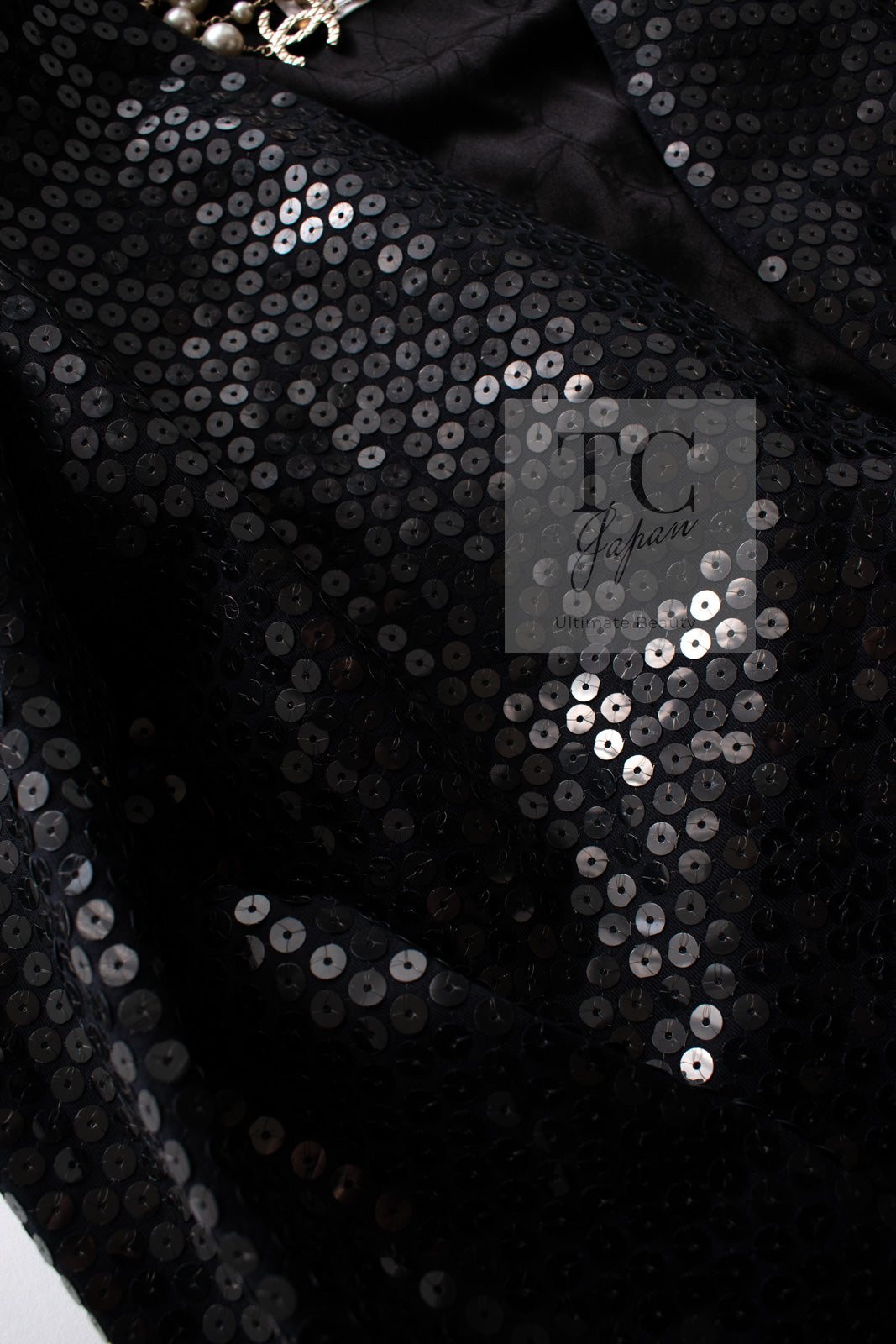 シャネル ジャケット CHANEL ブラック スパンコール グリッター 03C