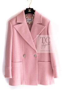 CHANEL 22A Pink Wool 100% Double Tweed Jacket 44 46 シャネル ピンク ウール 100% ダブル ツイード ジャケット 即発