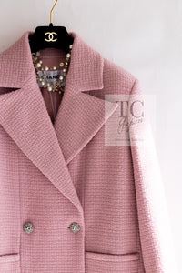 CHANEL 22A Pink Wool 100% Double Tweed Jacket 44 46 シャネル ピンク ウール 100% ダブル ツイード ジャケット 即発