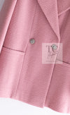 CHANEL 22A Pink Wool 100% Double Tweed Jacket 44 46 シャネル ピンク ウール 100% ダブル ツイード ジャケット 即発