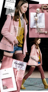 CHANEL 22A Pink Wool 100% Double Tweed Jacket 44 46 シャネル ピンク ウール 100% ダブル ツイード ジャケット 即発