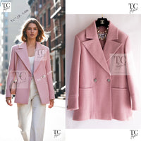 CHANEL 22A Pink Wool 100% Double Tweed Jacket 38 40 44 46 シャネル ピンク ウール 100% ダブル ツイード ジャケット 即発 - TC JAPAN