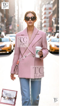 CHANEL 22A Pink Wool 100% Double Tweed Jacket 38 40 44 46 シャネル ピンク ウール 100% ダブル ツイード ジャケット 即発 - TC JAPAN
