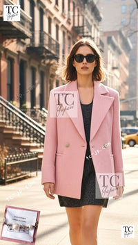 CHANEL 22A Pink Wool 100% Double Tweed Jacket 38 40 44 46 シャネル ピンク ウール 100% ダブル ツイード ジャケット 即発 - TC JAPAN