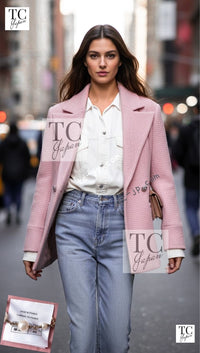 CHANEL 22A Pink Wool 100% Double Tweed Jacket 38 40 44 46 シャネル ピンク ウール 100% ダブル ツイード ジャケット 即発 - TC JAPAN
