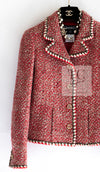 CHANEL 01A Red CC BUttons Wool Silk Tweed Wool Jacket 34 シャネル レッド ココボタン ウール シルク ツイード ジャケット 即発