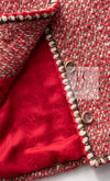 CHANEL 01A Red CC BUttons Wool Silk Tweed Wool Jacket 34 シャネル レッド ココボタン ウール シルク ツイード ジャケット 即発