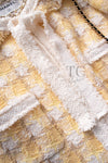 CHANEL 04C Yellow White Checked Fringe Tweed Jacket 40 シャネル イエロー ホワイト チェック フリンジ ツイード ジャケット 即発