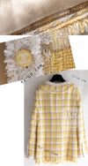 CHANEL 04C Yellow White Checked Fringe Tweed Jacket 40 シャネル イエロー ホワイト チェック フリンジ ツイード ジャケット 即発