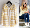 CHANEL 04C Yellow White Checked Fringe Tweed Jacket 40 シャネル イエロー ホワイト チェック フリンジ ツイード ジャケット 即発