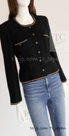 CHANEL 95A Vintage Black Gold Chain Trim Tweed Jacket 38 シャネル ヴィンテージ ブラック ゴールドチェーン トリミング ツイード ジャケット 即発