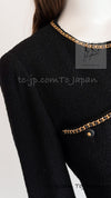 CHANEL 95A Vintage Black Gold Chain Trim Tweed Jacket 38 シャネル ヴィンテージ ブラック ゴールドチェーン トリミング ツイード ジャケット 即発