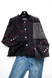 CHANEL 04S Red Black Lesage Fringe Tweed Jacket 42 シャネル レッド ブラック ルサージュ フリンジ ツイード ジャケット 即発