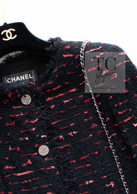 CHANEL 04S Red Black Lesage Fringe Tweed Jacket 42 シャネル レッド ブラック ルサージュ フリンジ ツイード ジャケット 即発