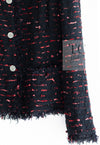 CHANEL 04S Red Black Lesage Fringe Tweed Jacket 42 シャネル レッド ブラック ルサージュ フリンジ ツイード ジャケット 即発